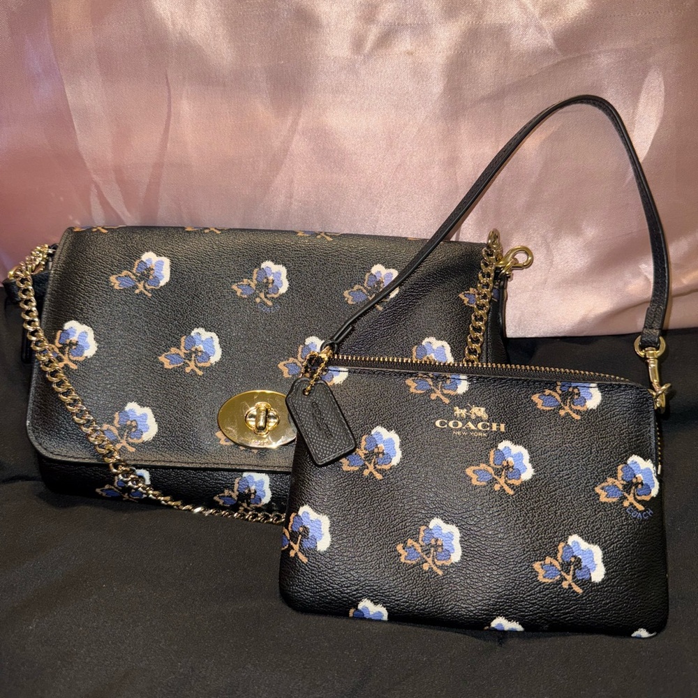 Coach Black Floral Women's Bag Set